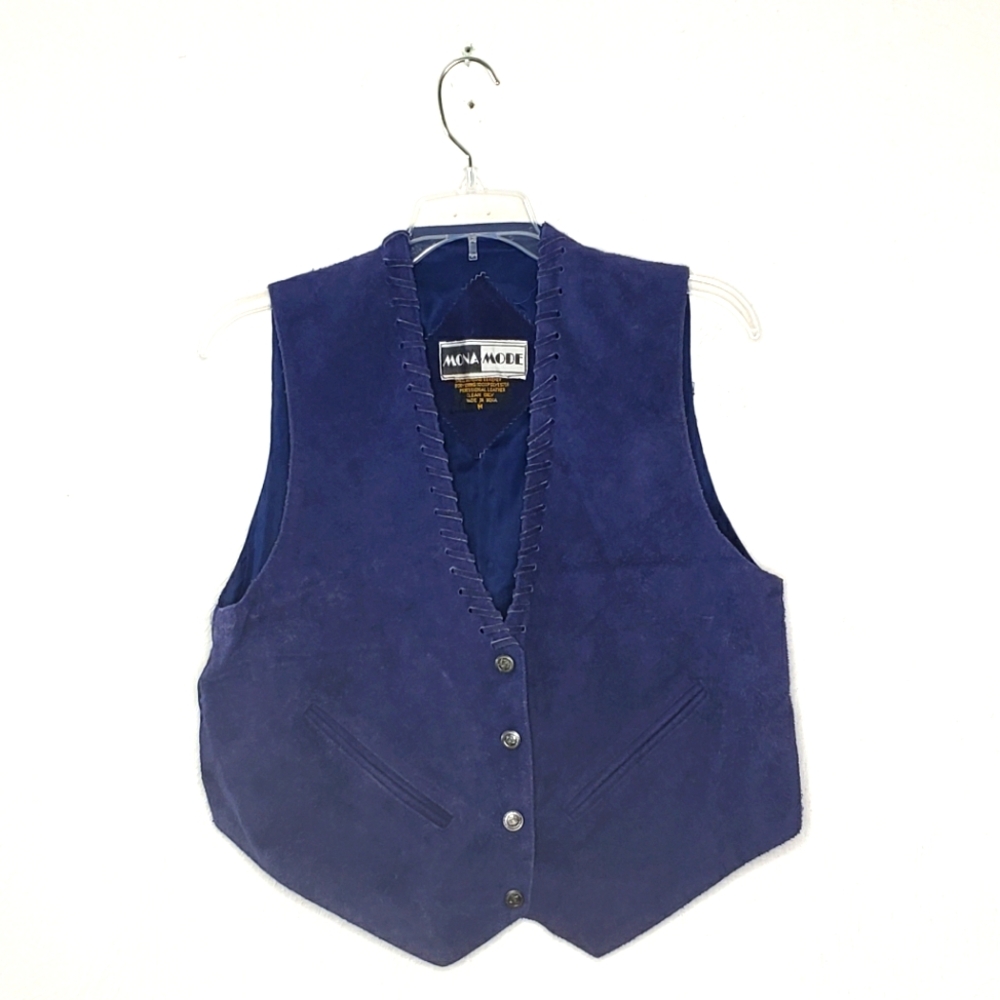 Mona Mode Leather Western Festival Vest Size Medium